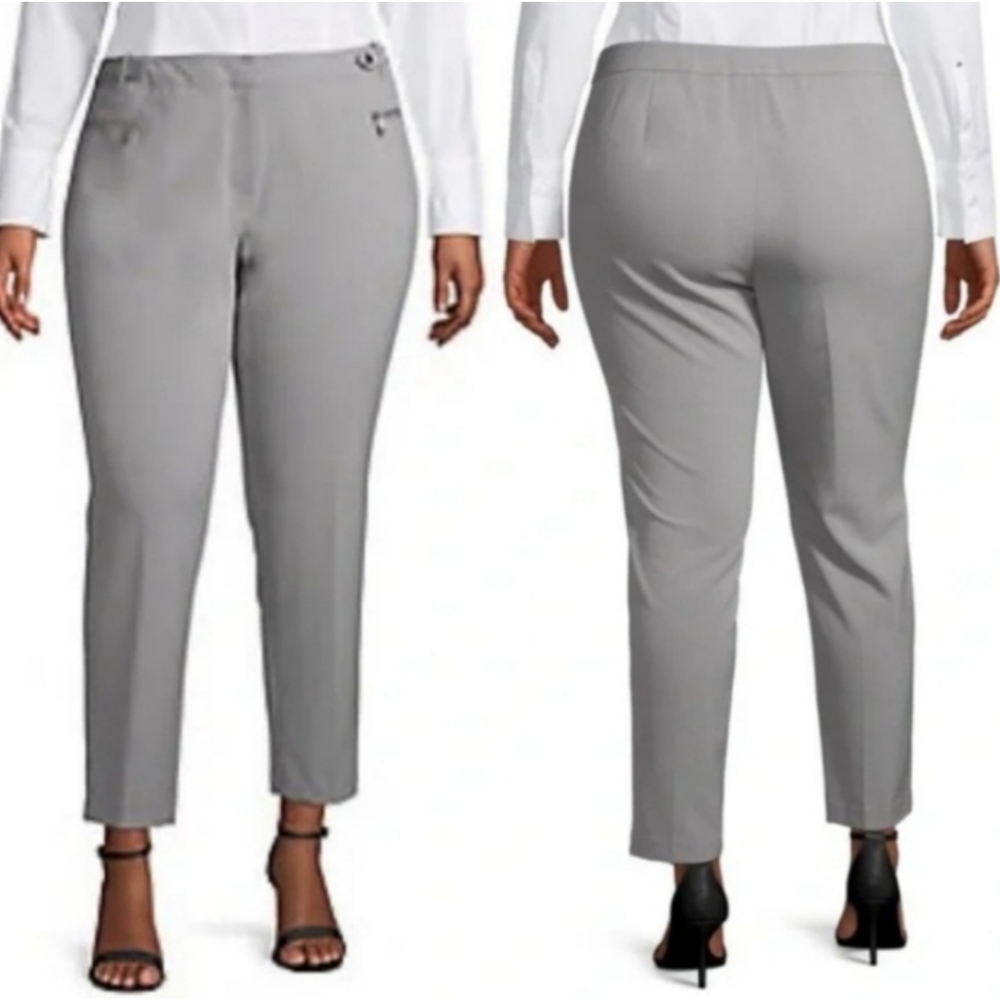 Calvin Klein | Women's Plus Size Straight Slim Tapered Leg Pants - Heather Grey